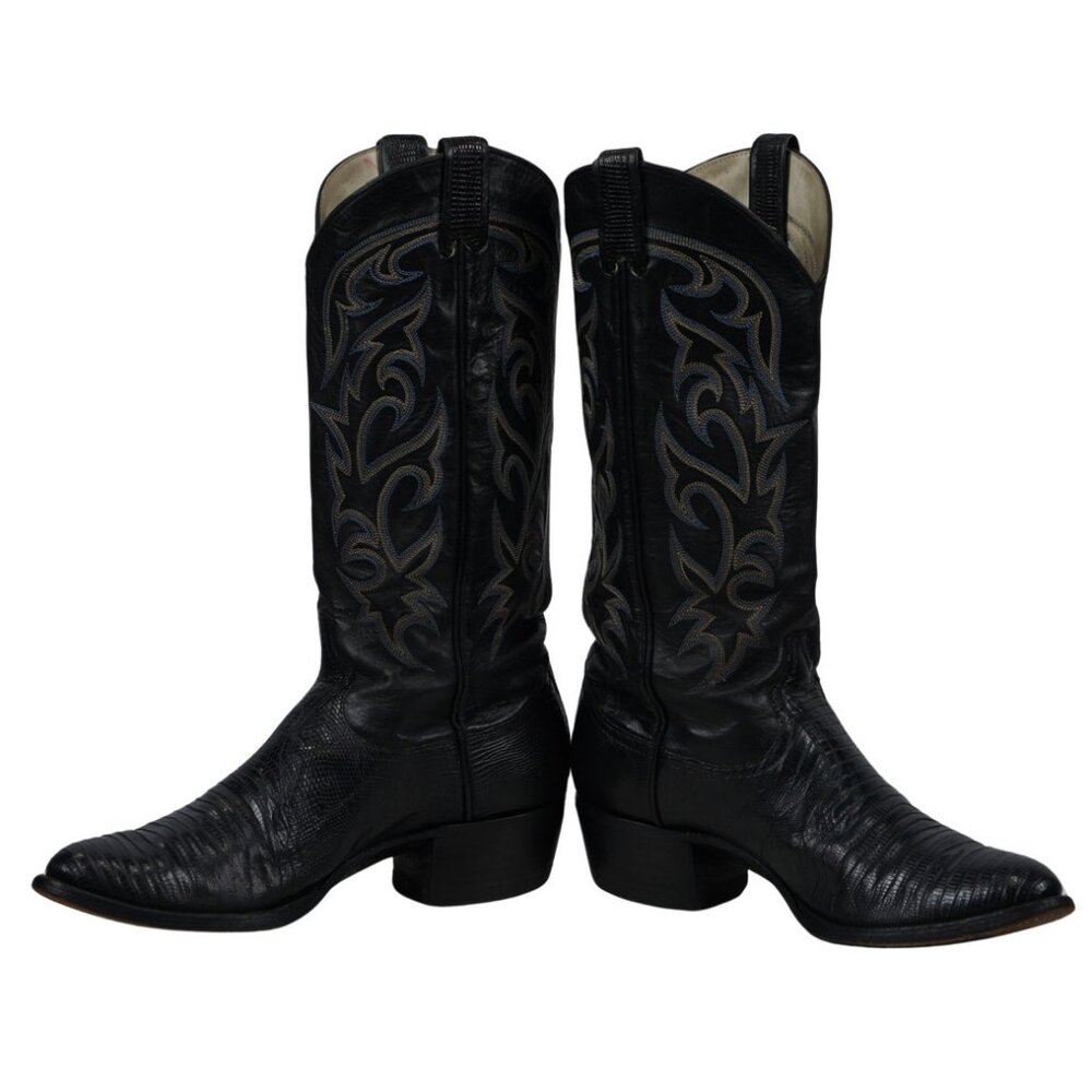 Larry Mahan Lizard Western Cowboy Boots Vintage US Made 6-Row Stitch Men's 9 D